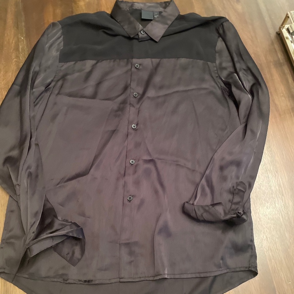 ASOS -sheer silk button up long sleeve